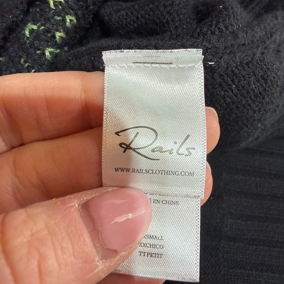 Rails Perci Leopard Sweater XXS Black Cotton Cashmere Jagged Tiger Colorful - Picture 4 of 8